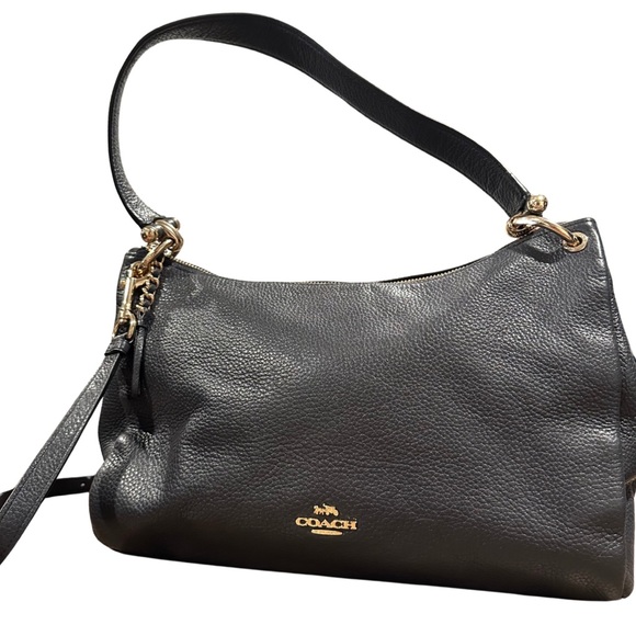 Coach Handbags - Authentic Coach MIA Shoulder Bag - Navy Blue | F28966 | Refined Pebble Leather